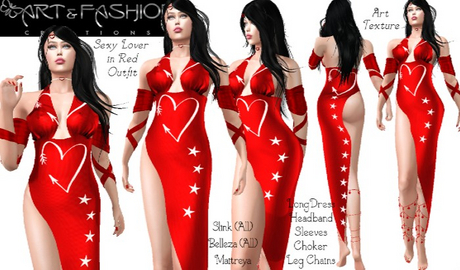 Second Life Marketplace - ART & FASHION - SEXY LOVER IN RED OUTFIT